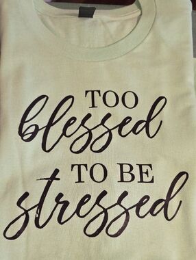 Gildan Light Green "Too Blessed To Be Stressed" Short Sleeve Tee